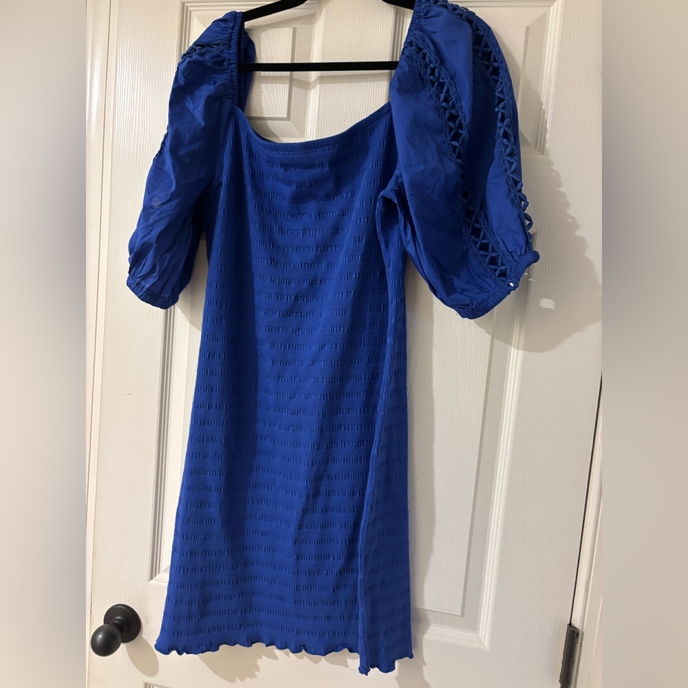 Betsey Johnson Cobalt Blue Puff Sleeve Dress